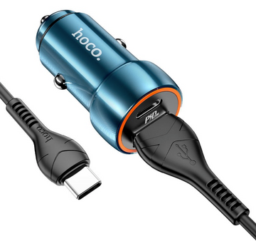 HOCO Dual Port Car charger set with Type C cable