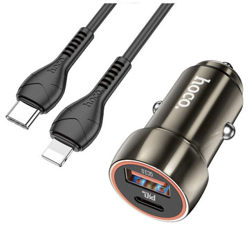 Hoco Metal Car Charger Set + 1M iPhone Lightning Cable